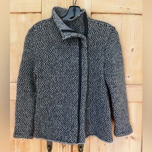 Gray Moto-style Herringbone Jacket by Eileen Fisher